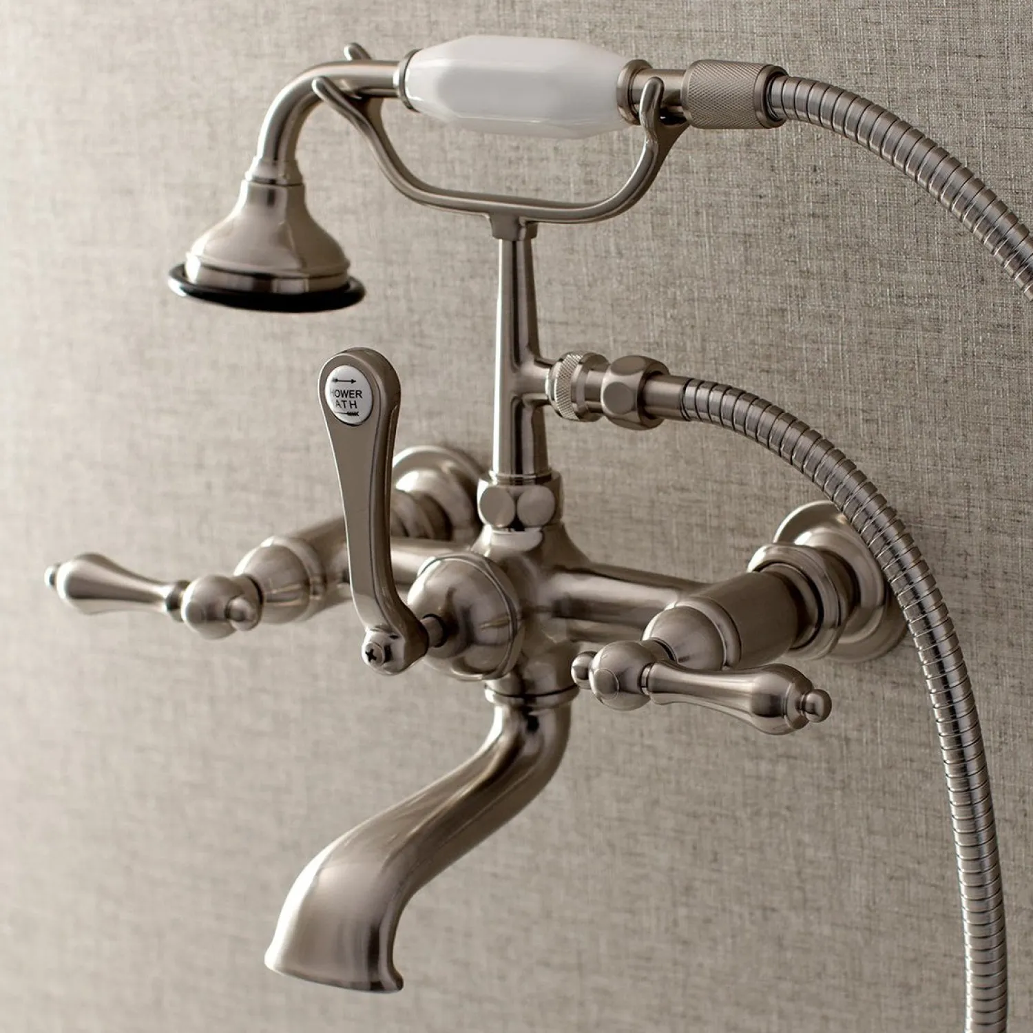Best AE551TX-P Aqua Vintage Wall Mount Tub Faucet with Hand Shower Tub Faucets