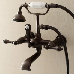Best AE551TX-P Aqua Vintage Wall Mount Tub Faucet with Hand Shower Tub Faucets