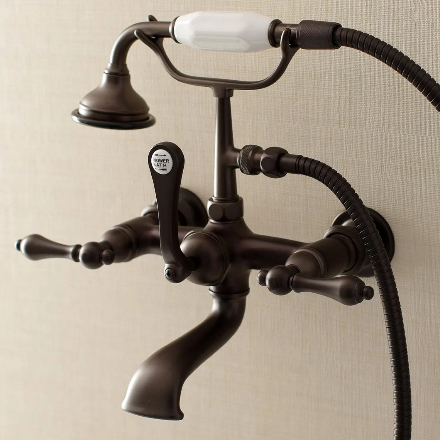 Best AE551TX-P Aqua Vintage Wall Mount Tub Faucet with Hand Shower Tub Faucets