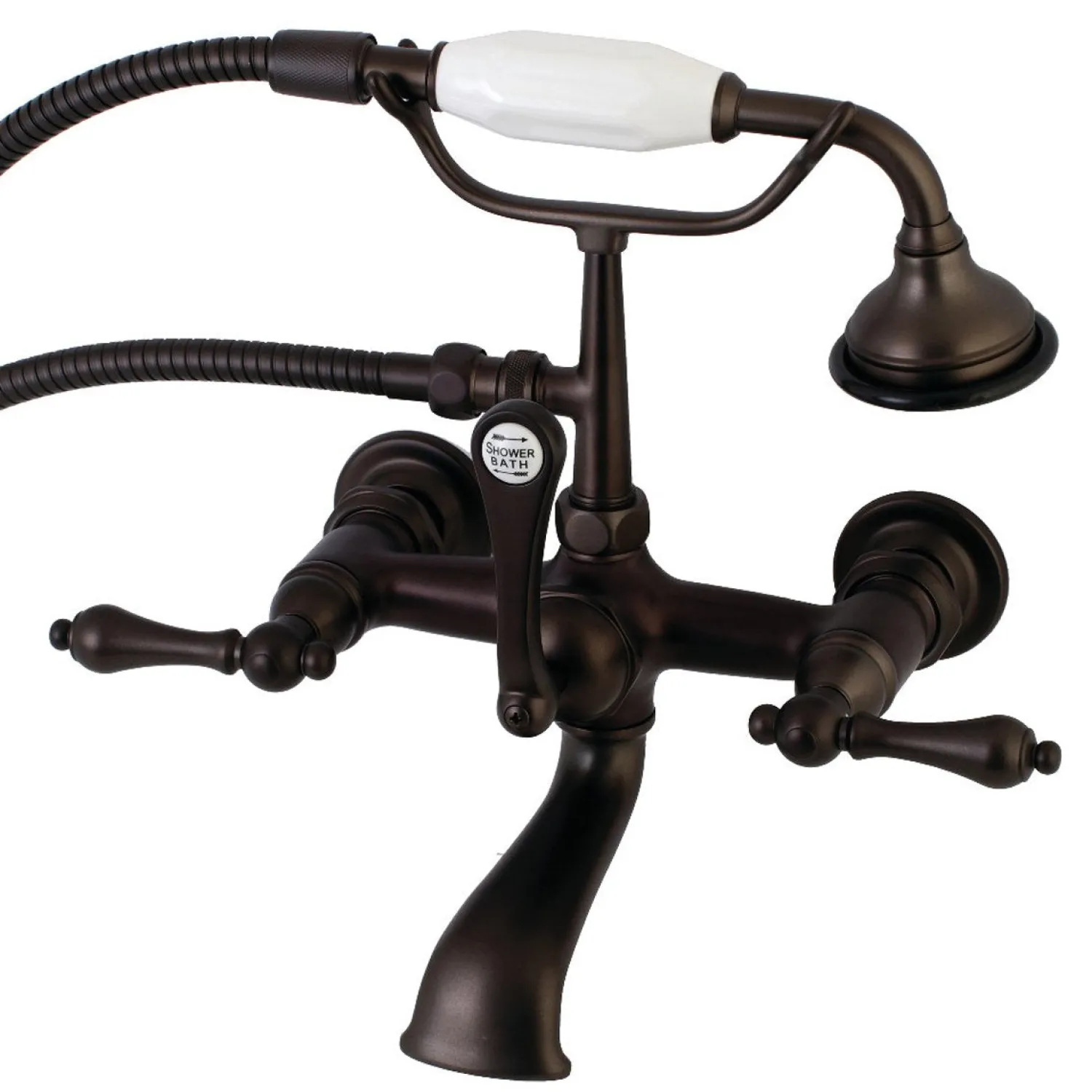 Best AE551TX-P Aqua Vintage Wall Mount Tub Faucet with Hand Shower Tub Faucets