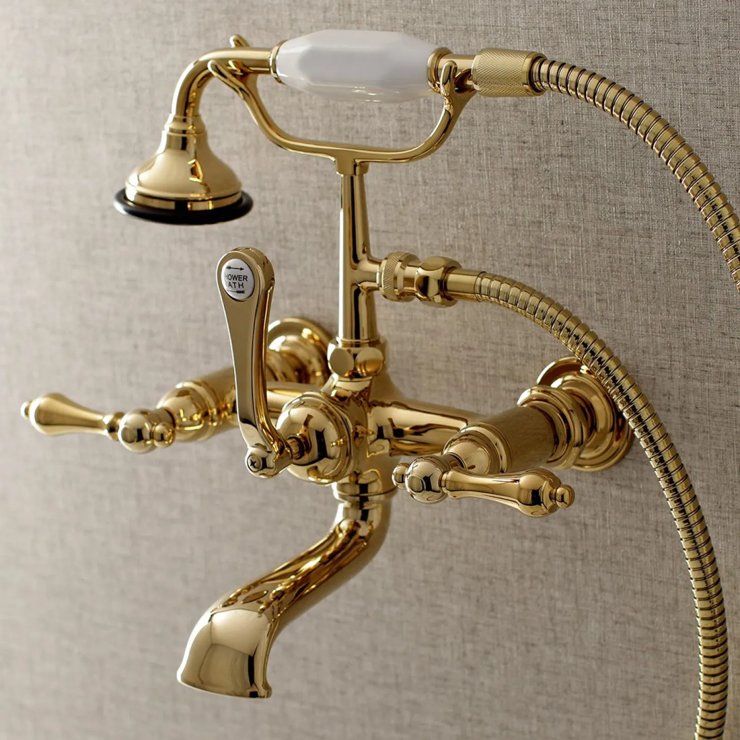 Best AE551TX-P Aqua Vintage Wall Mount Tub Faucet with Hand Shower Tub Faucets