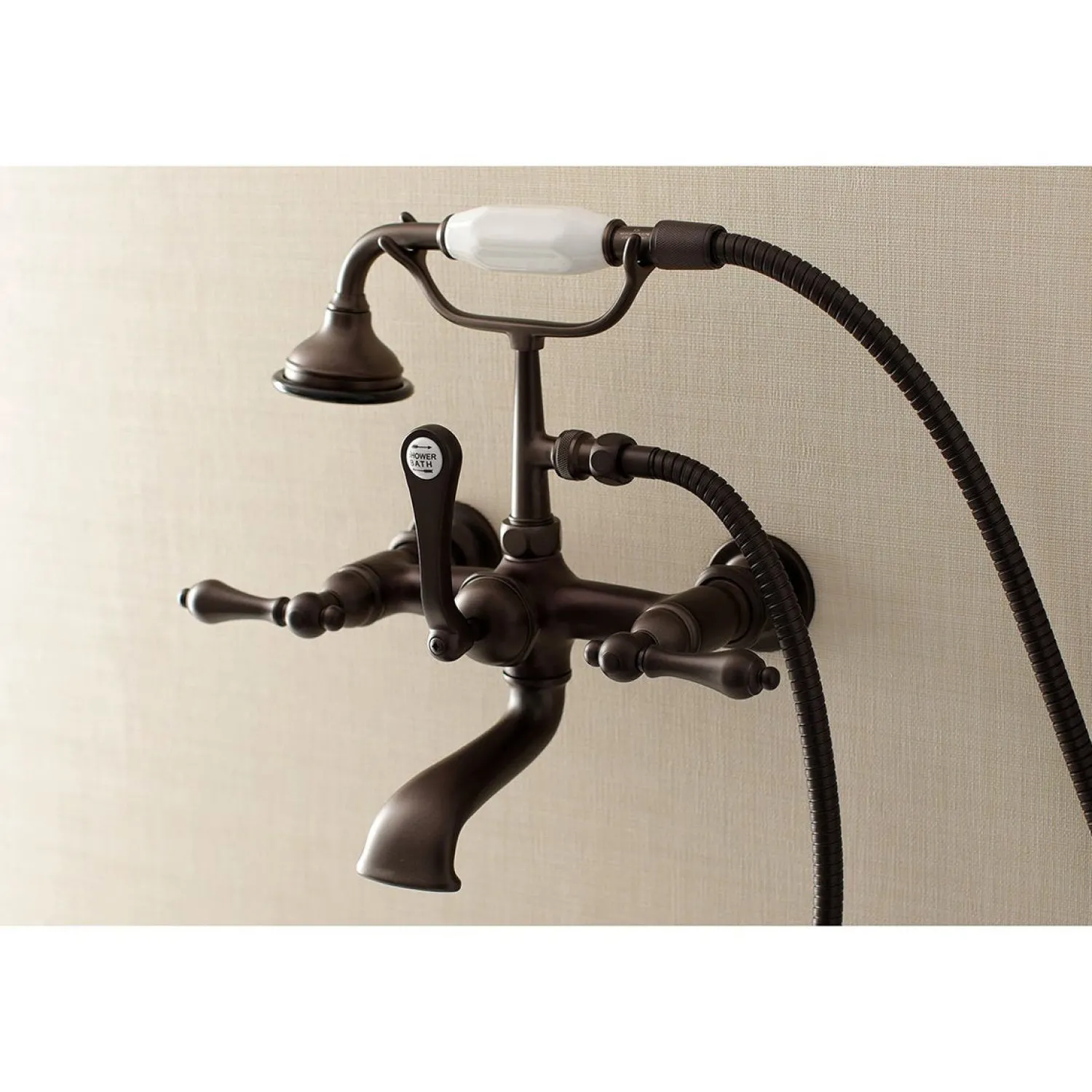 Best AE551TX-P Aqua Vintage Wall Mount Tub Faucet with Hand Shower Tub Faucets