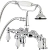 Online AE621TX-P Aqua Vintage 3-3/8-Inch Adjustable Deck Mount Tub Faucet with Hand Shower in Polished Chrome Tub Faucets
