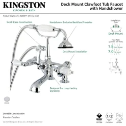 Clearance AE655TX-P Aqua Vintage 7-Inch Adjustable Clawfoot Tub Faucet with Hand Shower Tub Faucets