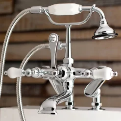 Clearance AE655TX-P Aqua Vintage 7-Inch Adjustable Clawfoot Tub Faucet with Hand Shower Tub Faucets