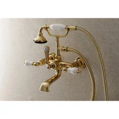 Outlet AE553TX-P Aqua Vintage 7-Inch Wall Mount Tub Faucet with Hand Shower Tub Faucets