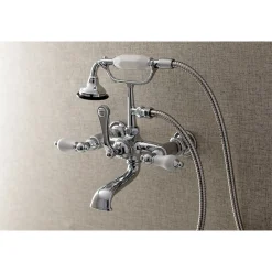 Outlet AE553TX-P Aqua Vintage 7-Inch Wall Mount Tub Faucet with Hand Shower Tub Faucets