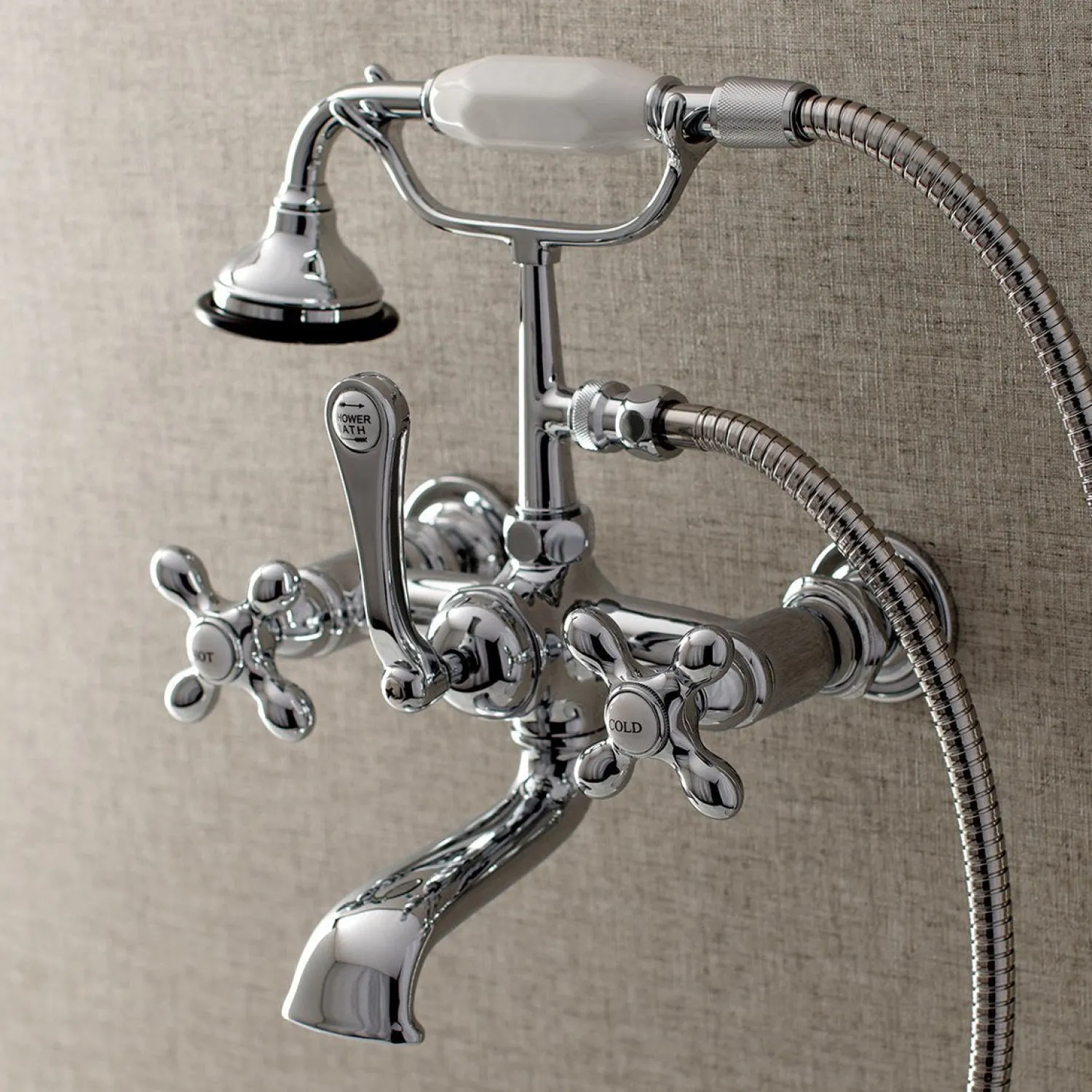 Discount AE557TX-P Aqua Vintage 7-Inch Wall Mount Tub Faucet with Hand Shower Tub Faucets