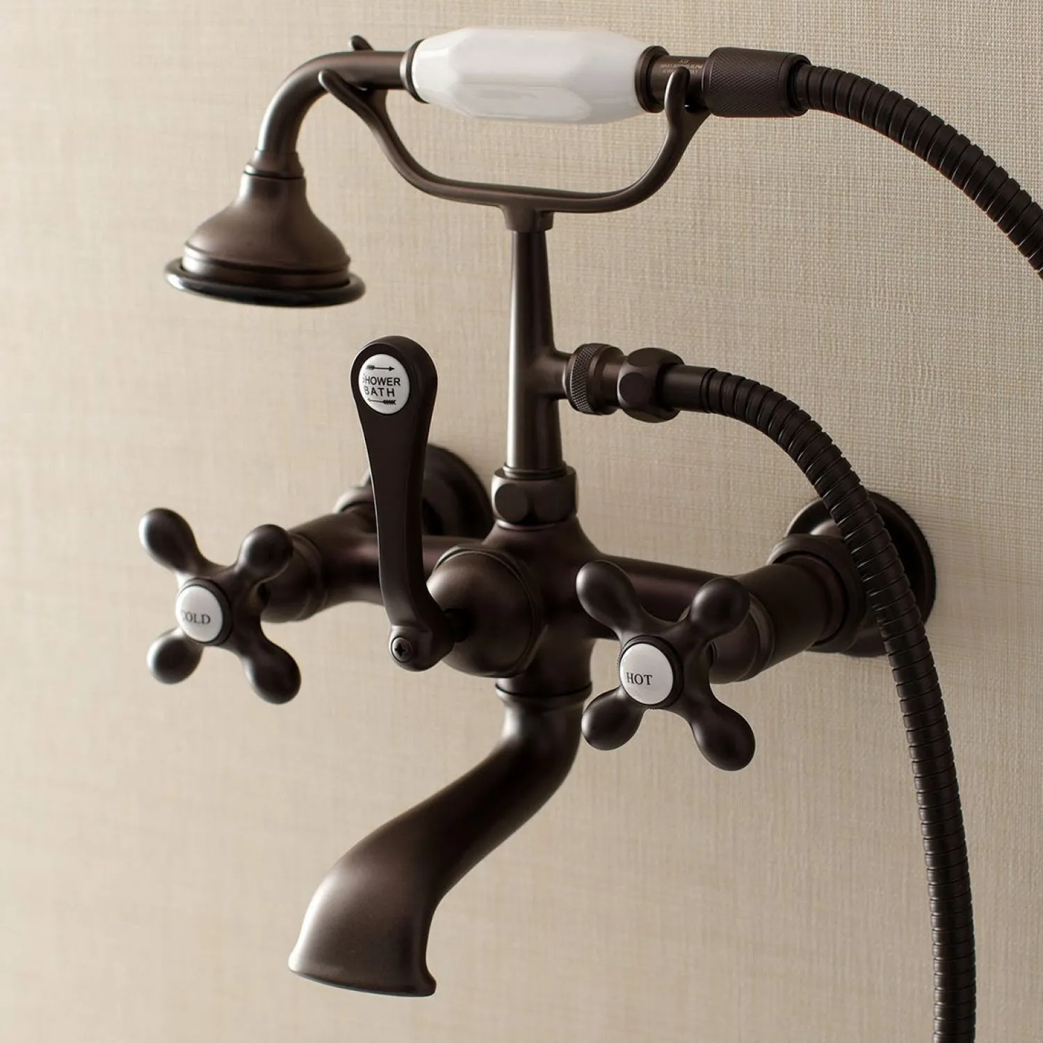 Discount AE557TX-P Aqua Vintage 7-Inch Wall Mount Tub Faucet with Hand Shower Tub Faucets