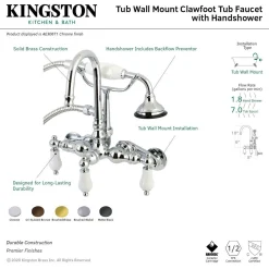 Best AE305TX-P Aqua Vintage Wall Mount Clawfoot Tub Faucets Tub Faucets