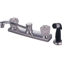 Discount Americana Twin Acrylic Handle 8" Kitchen Faucet with Non-Metallic Sprayer Faucets With Side Spray