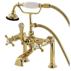 Sale Aqua Eden AE103T2BX English Country Deck Mount Clawfoot Tub Faucet in Polished Brass Tub Faucets