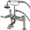 Outlet Aqua Eden AE103T8BAL Bel Air Deck Mount Clawfoot Tub Faucet in Satin Nickel Tub Faucets