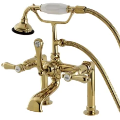 Clearance Aqua Eden AE103T2BAL Bel Air Deck Mount Clawfoot Tub Faucet in Polished Brass Tub Faucets