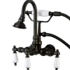 Best Aqua Eden Vintage Wall Mount Clawfoot Tub Faucet with Porcelain Lever Handle Tub Faucets
