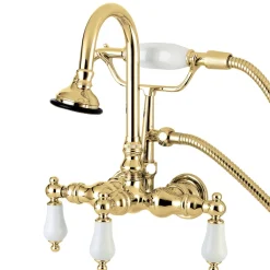 Best Aqua Eden Vintage Wall Mount Clawfoot Tub Faucet with Porcelain Lever Handle Tub Faucets