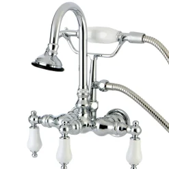 Best Aqua Eden Vintage Wall Mount Clawfoot Tub Faucet with Porcelain Lever Handle Tub Faucets