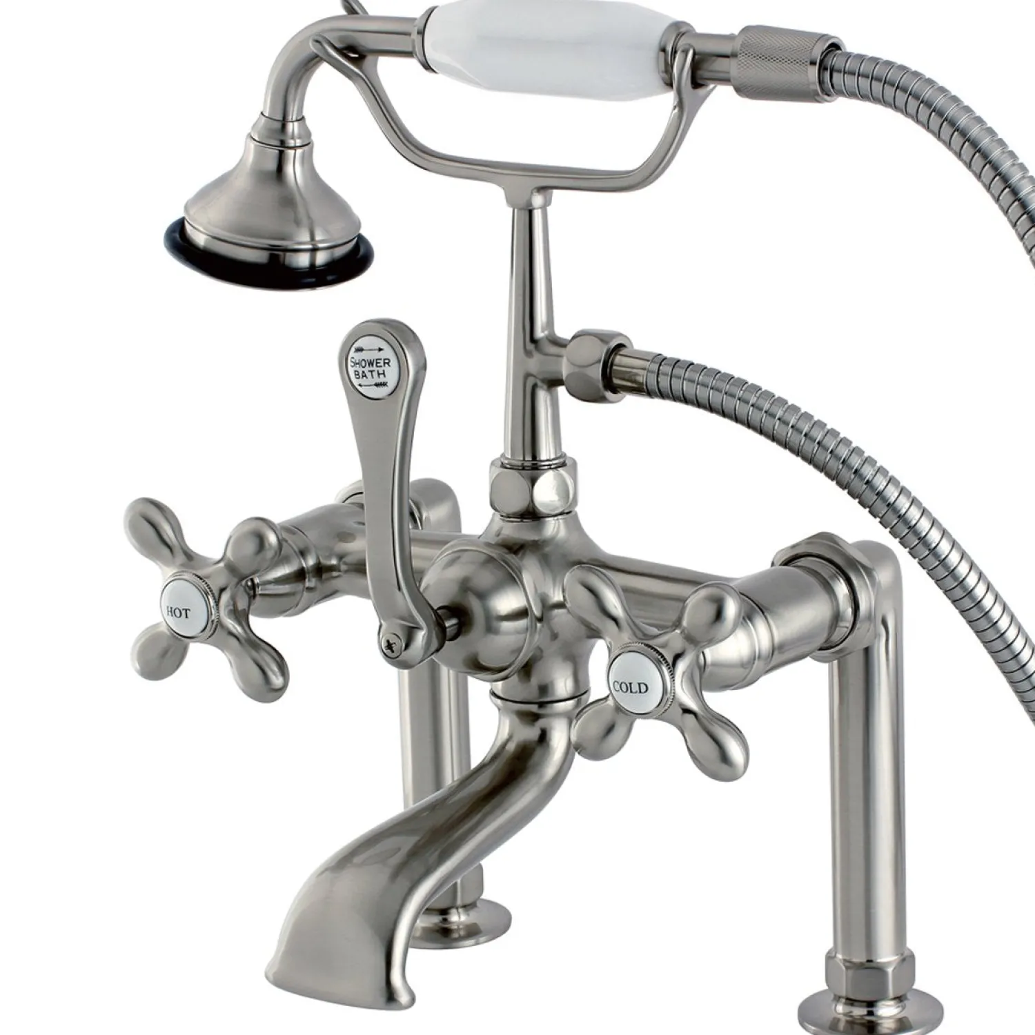 Outlet Aqua Eden Vintage Deck Mount Clawfoot Tub Faucet with Metal Cross Handle Tub Faucets