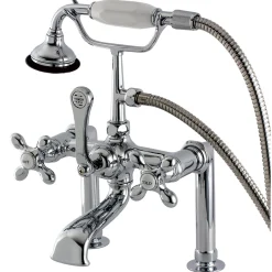 Outlet Aqua Eden Vintage Deck Mount Clawfoot Tub Faucet with Metal Cross Handle Tub Faucets