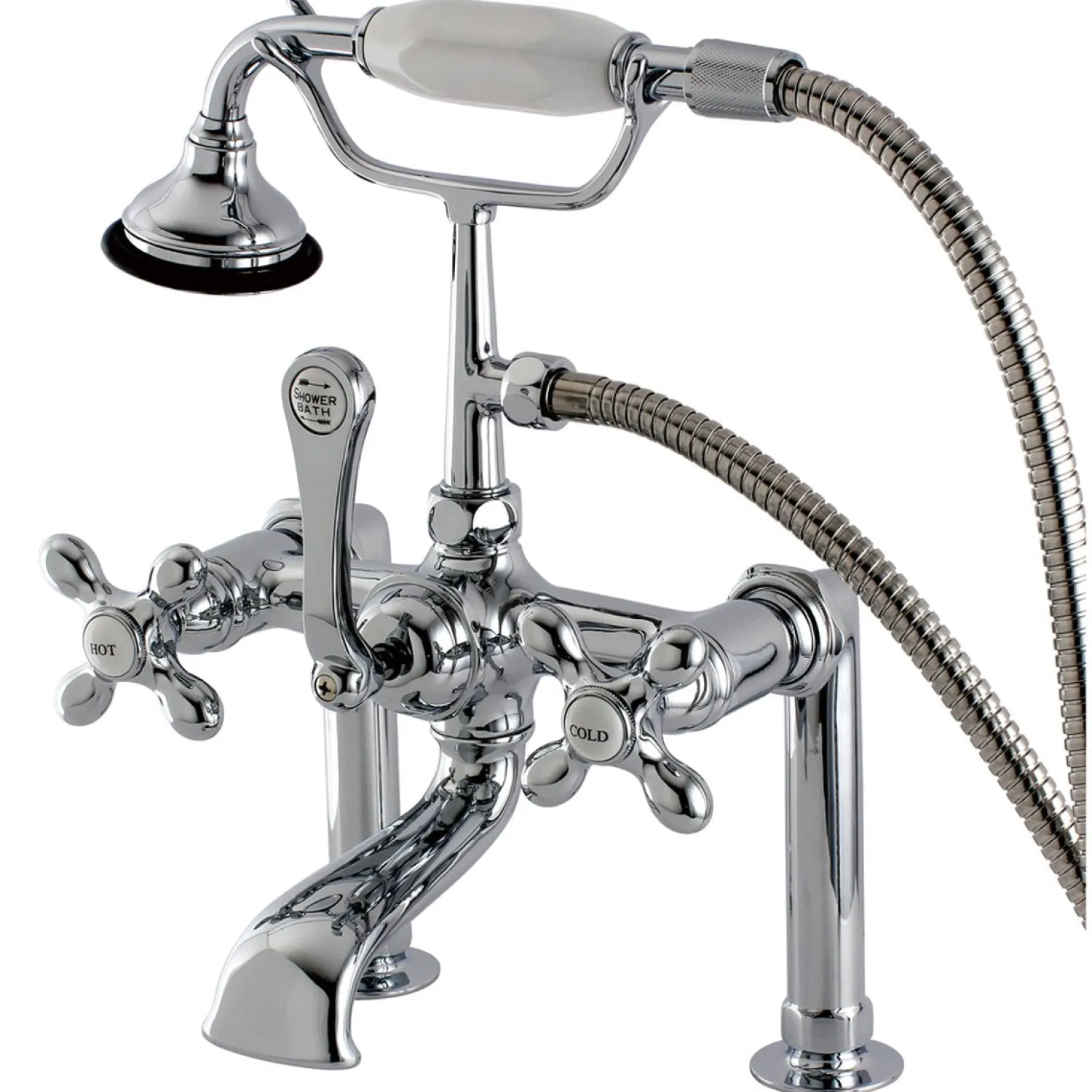Outlet Aqua Eden Vintage Deck Mount Clawfoot Tub Faucet with Metal Cross Handle Tub Faucets