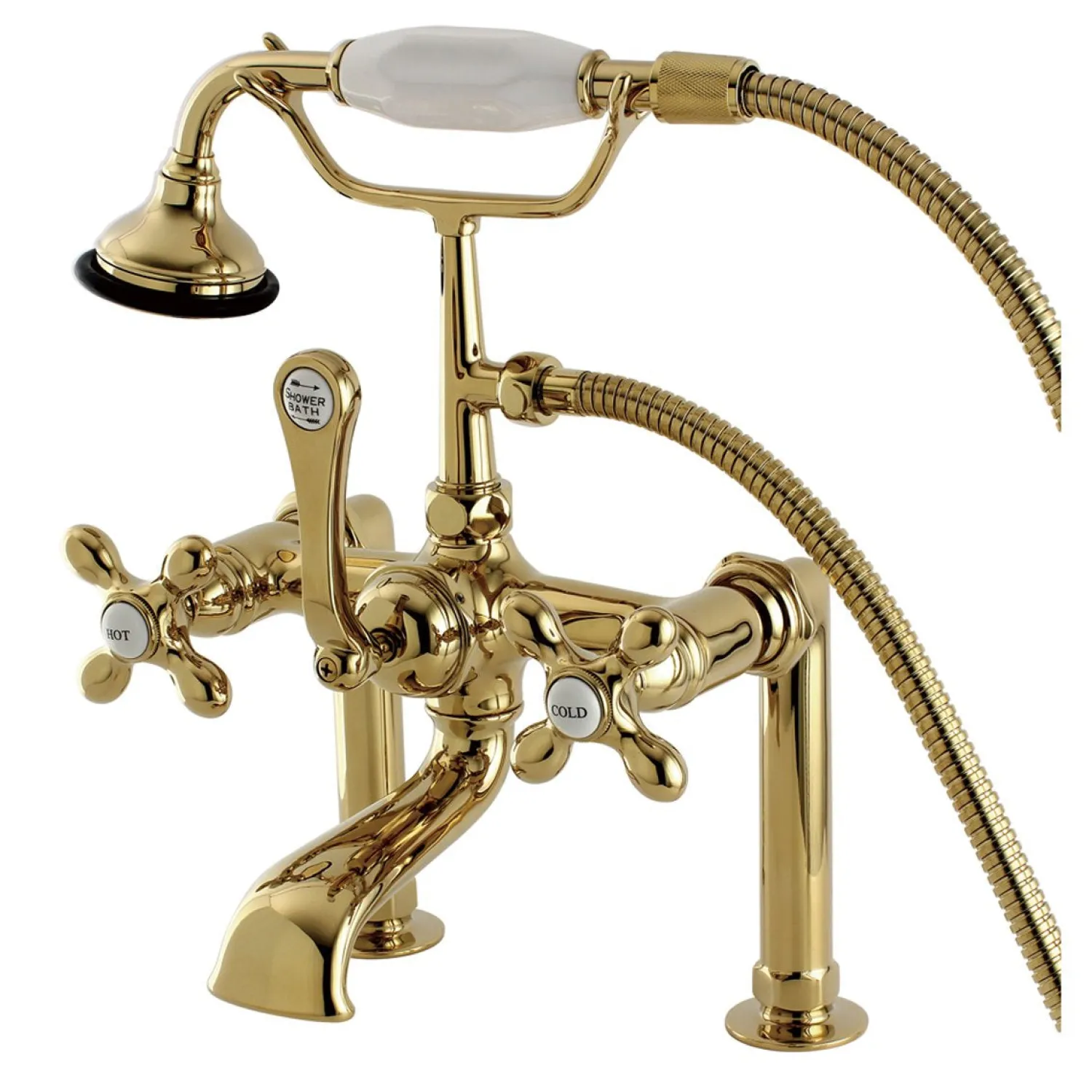 Outlet Aqua Eden Vintage Deck Mount Clawfoot Tub Faucet with Metal Cross Handle Tub Faucets