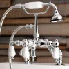 Discount Aqua Vintage 3-3/8" Adjustable Deck Mount Tub Faucet with Hand Shower in Polished Chrome Tub Faucets