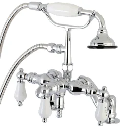 Discount Aqua Vintage 3-3/8" Adjustable Deck Mount Tub Faucet with Hand Shower in Polished Chrome Tub Faucets