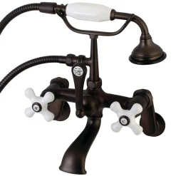 New Aqua Vintage 2-Hole Wall Mount Clawfoot Tub Faucet with Hand Shower Tub & Shower Sets|Tub Faucets