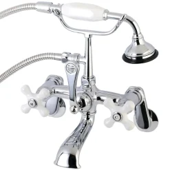 New Aqua Vintage 2-Hole Wall Mount Clawfoot Tub Faucet with Hand Shower Tub & Shower Sets|Tub Faucets