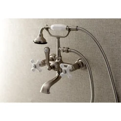 Best Aqua Vintage 7-Inch Wall Mount Tub Faucet with Hand Shower Tub Faucets