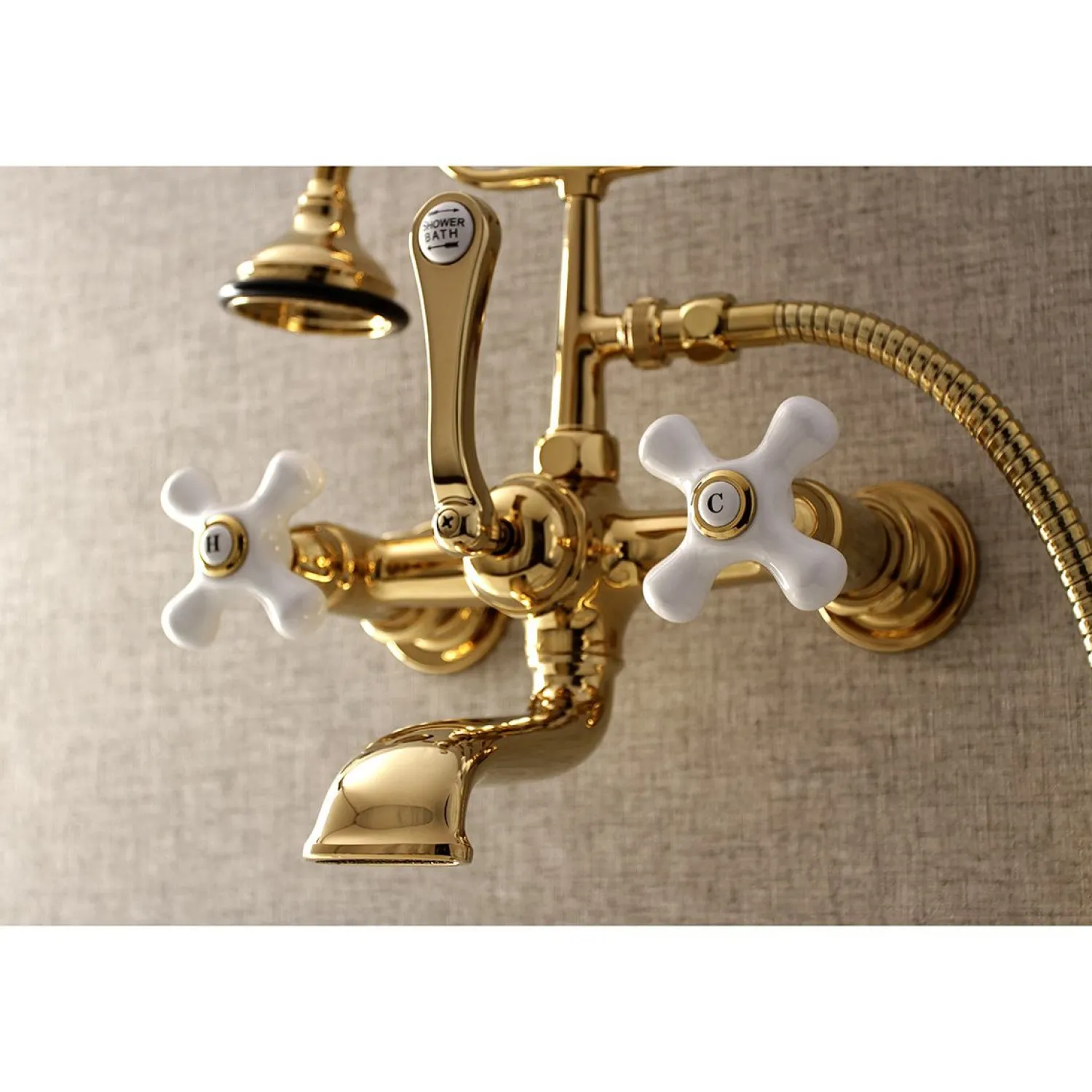 Best Aqua Vintage 7-Inch Wall Mount Tub Faucet with Hand Shower Tub Faucets