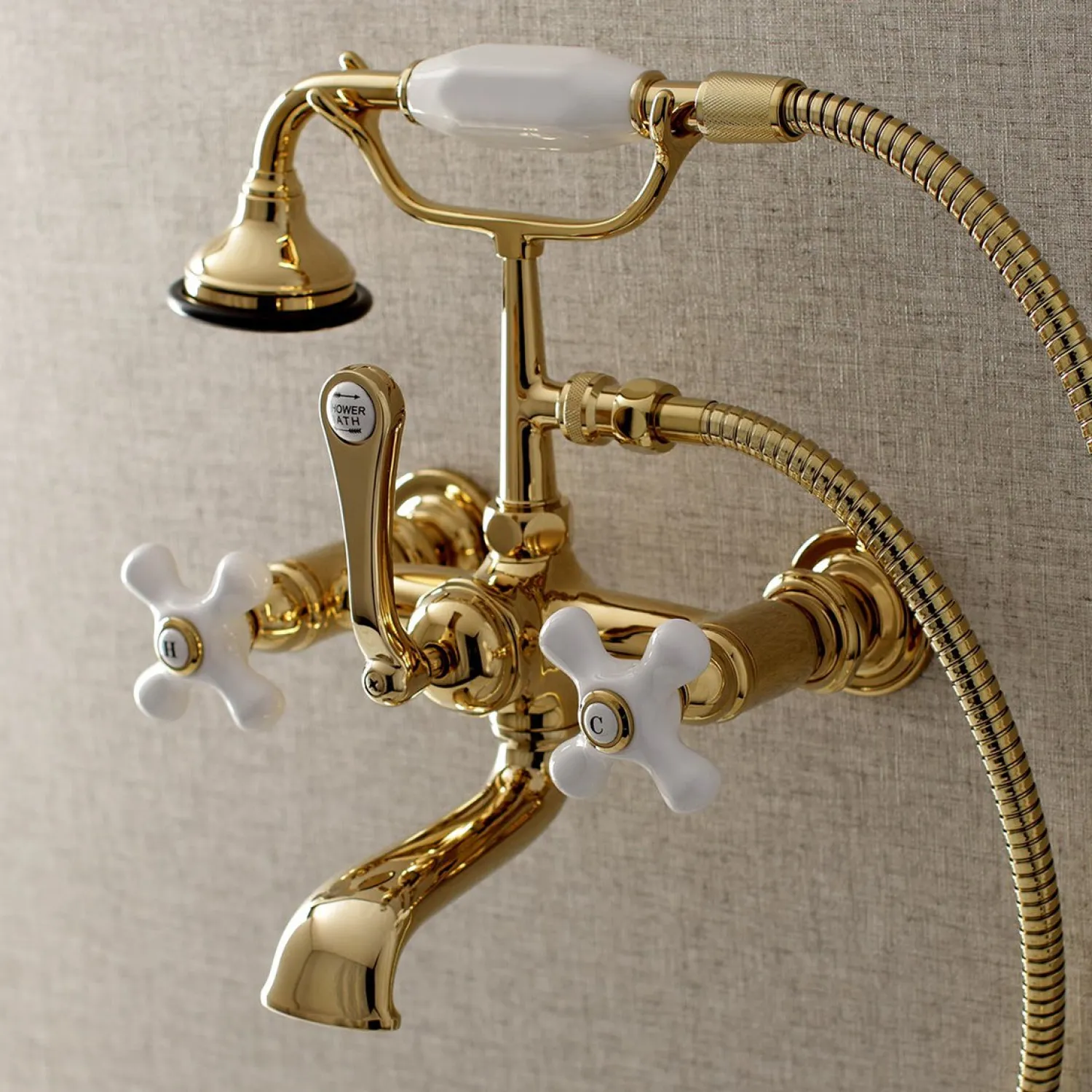 Best Aqua Vintage 7-Inch Wall Mount Tub Faucet with Hand Shower Tub Faucets