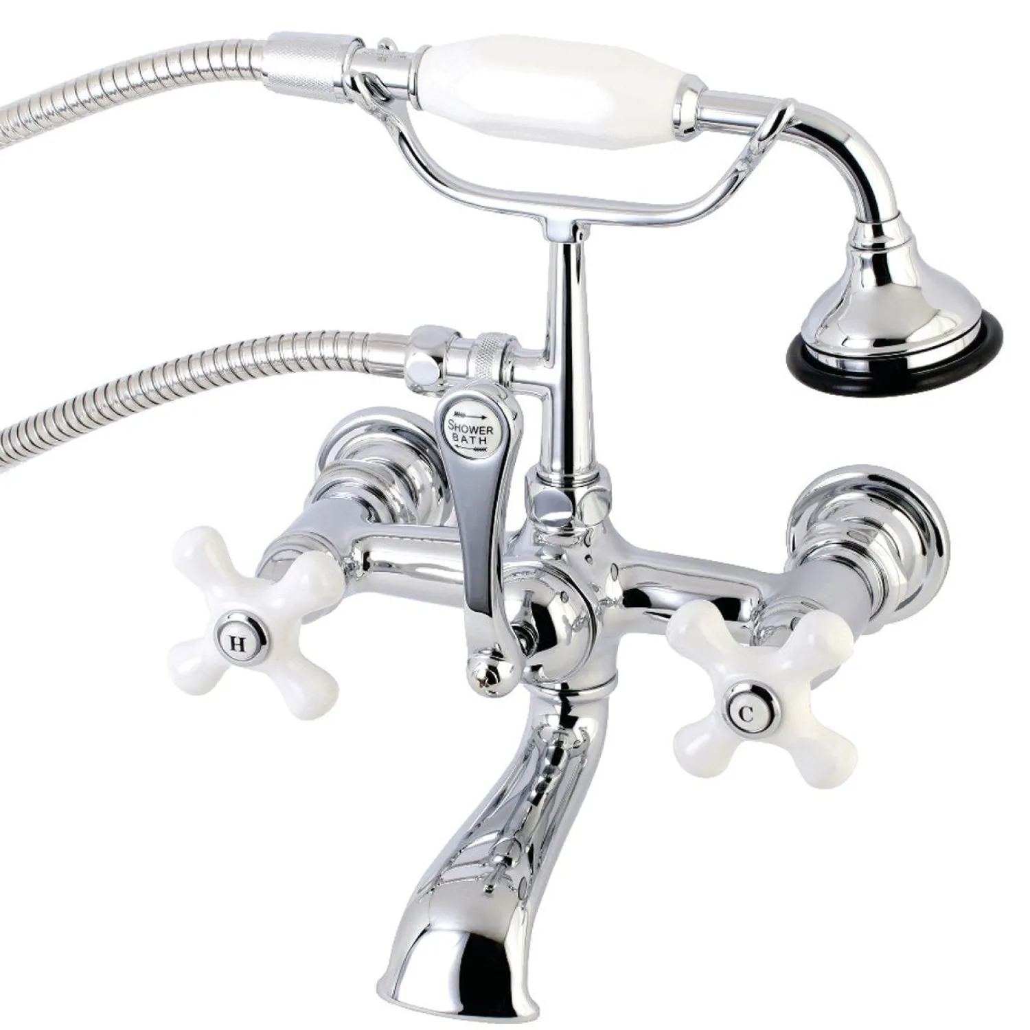 Best Aqua Vintage 7-Inch Wall Mount Tub Faucet with Hand Shower Tub Faucets