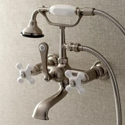 Best Aqua Vintage 7-Inch Wall Mount Tub Faucet with Hand Shower Tub Faucets