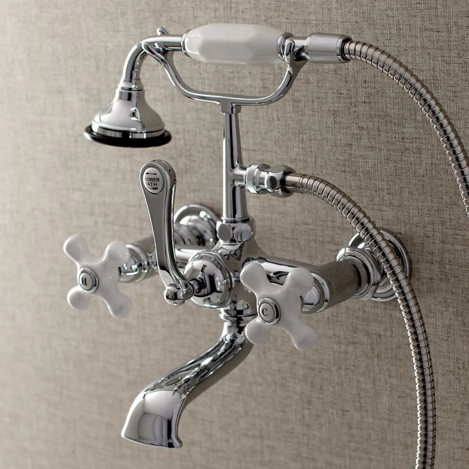 Best Aqua Vintage 7-Inch Wall Mount Tub Faucet with Hand Shower Tub Faucets