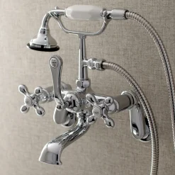 Outlet Aqua Vintage Wall Mount 2-Hole Clawfoot Tub Faucet with Hand Shower Tub & Shower Sets|Tub Faucets