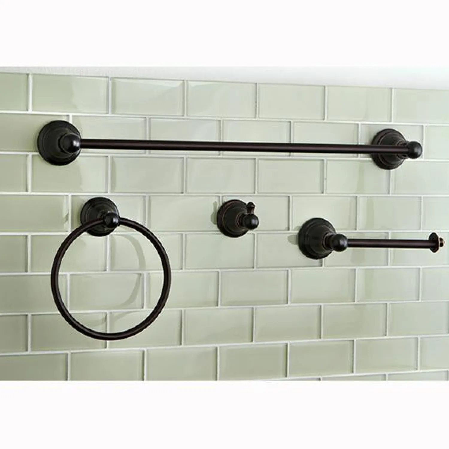 BAHK192478NB American Classic 4-Piece Towel Bar Bath Hardware Set in Naples Bronze Towel Rings|Accessory Packages