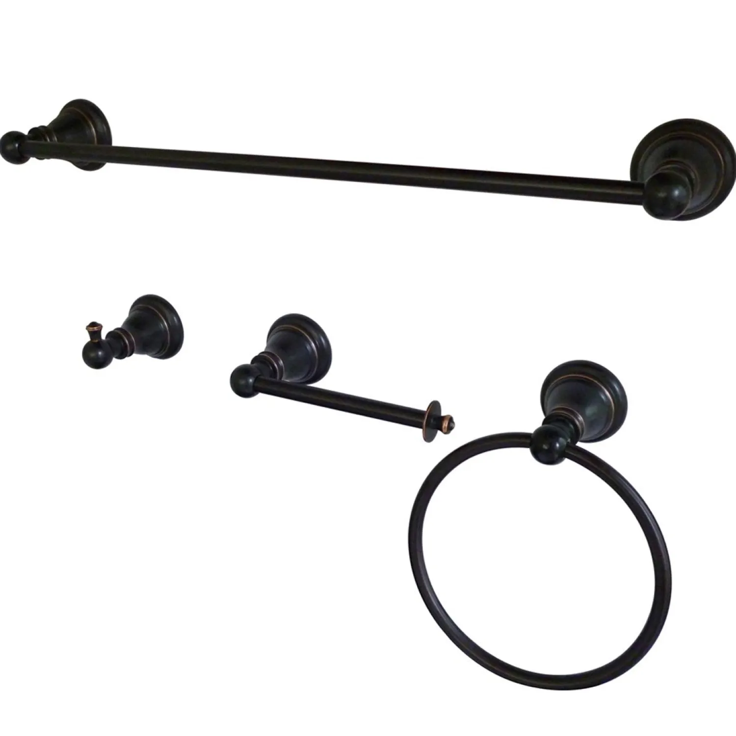 BAHK192478NB American Classic 4-Piece Towel Bar Bath Hardware Set in Naples Bronze Towel Rings|Accessory Packages