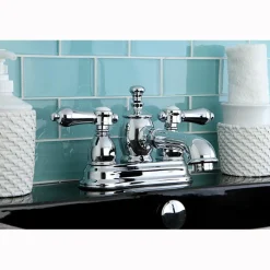 Online Belair 4" Centerset Lavatory Faucet with Heritage Spout and Metal Lever Handle 4" Center Set