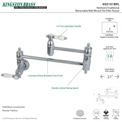 Outlet Bel-Air Wall Mount Pot Filler Kitchen Faucet Wall Mounted Kitchen Faucets|Single Hole