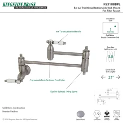 Outlet Bel-Air Wall Mount Pot Filler Kitchen Faucet Wall Mounted Kitchen Faucets|Single Hole