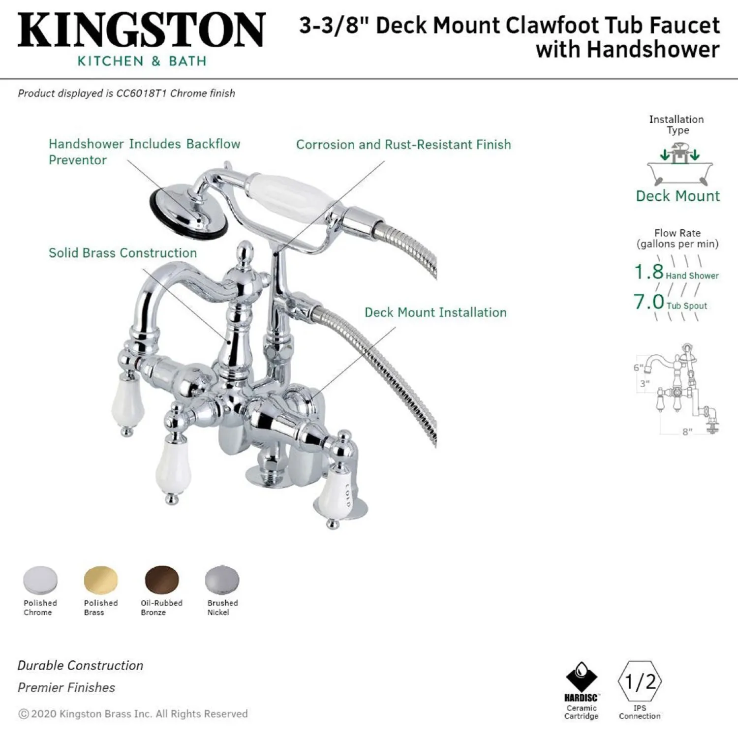 Outlet CC6017TX-P Vintage Clawfoot Tub Faucet with Hand Shower Tub Faucets