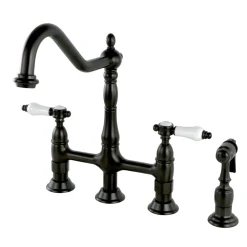 New 8" Centerset Kitchen Faucet with Brass Sprayer Bridge Faucets