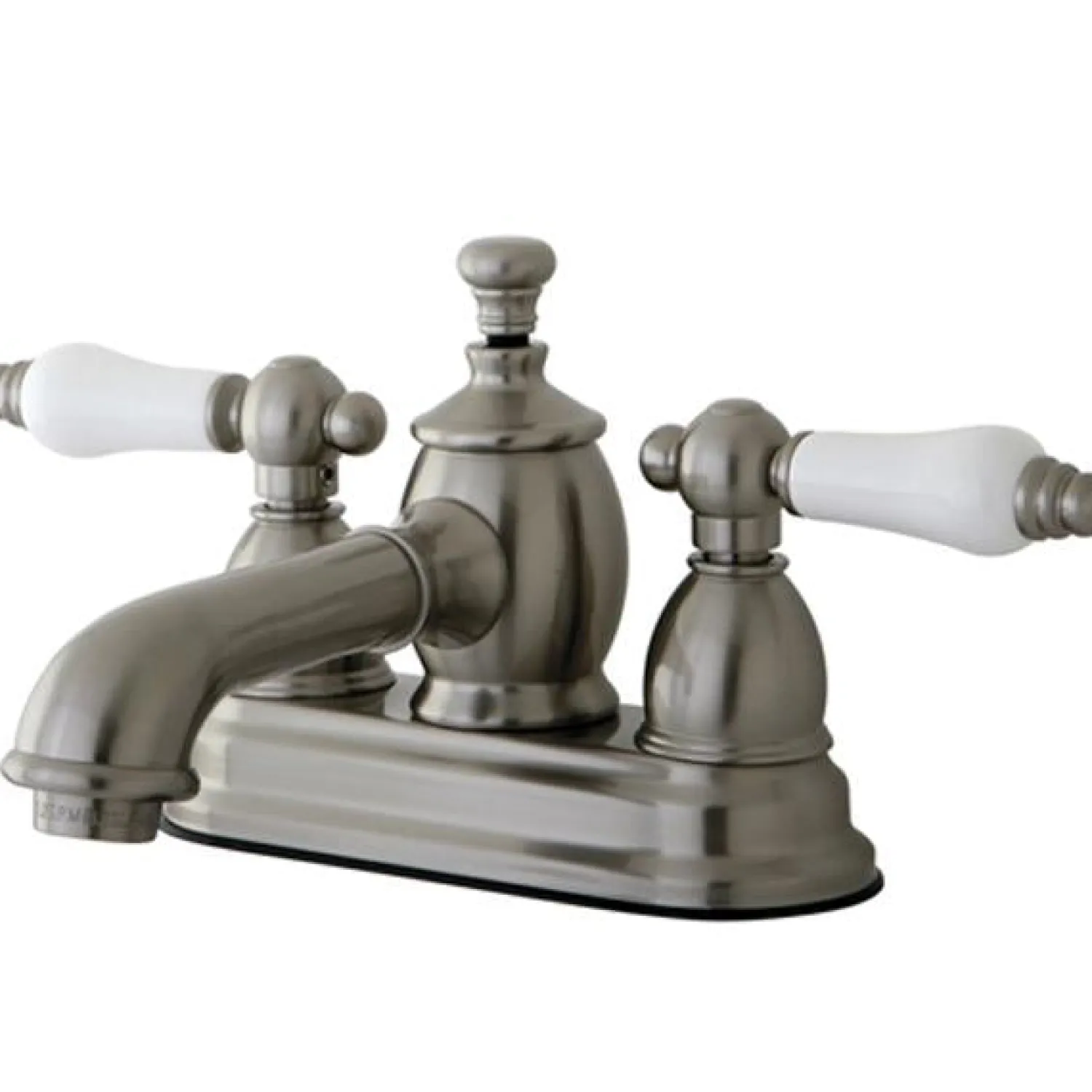 Discount 4" Centerset Lavatory Faucet with Heritage Spout and Porcelain Lever Handle 4" Center Set