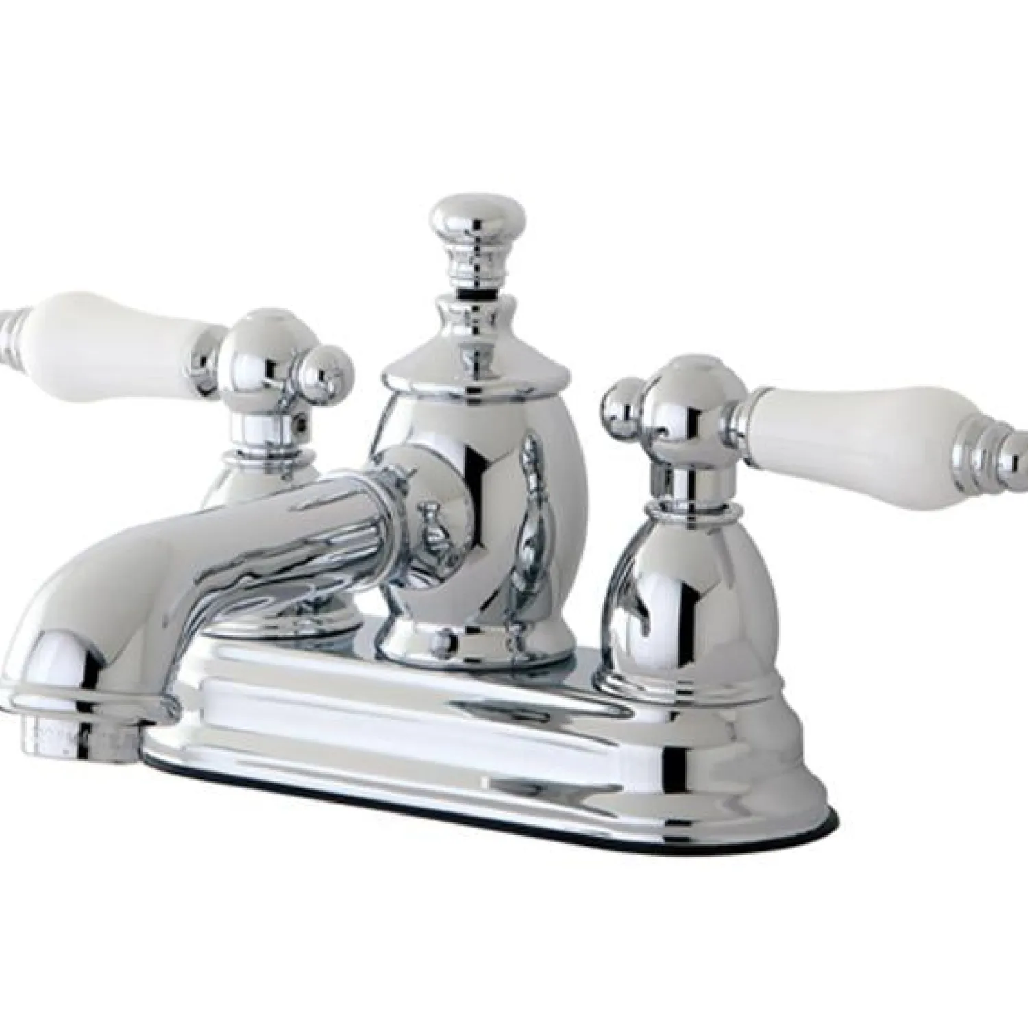 Discount 4" Centerset Lavatory Faucet with Heritage Spout and Porcelain Lever Handle 4" Center Set