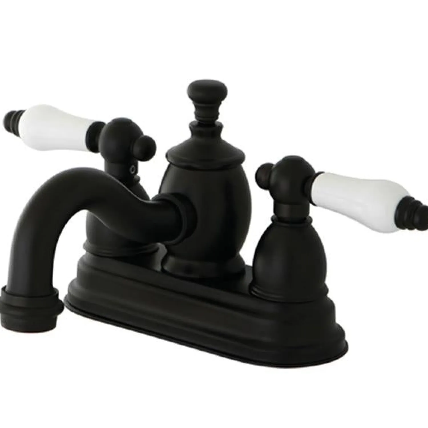 Discount 4" Centerset Lavatory Faucet with Heritage Spout and Porcelain Lever Handle 4" Center Set