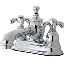 New 4" Centerset Lavatory Faucet with Heritage Spout and Metal Cross Handle 4" Center Set