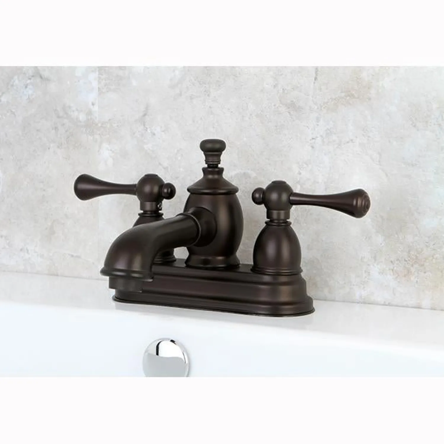 Best 4" Centerset Lavatory Faucet with Heritage Spout and Metal Lever Handle 4" Center Set