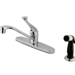 Sale Chatham Single Handle Kitchen Faucet with Black Sprayer in Polished Chrome Faucets With Side Spray