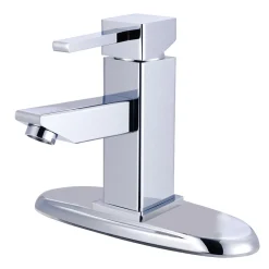 Discount Claremont Single Handle 4" Centerset Lavatory Faucet with Optional Deck Plate in Polished Chrome 4" Center Set